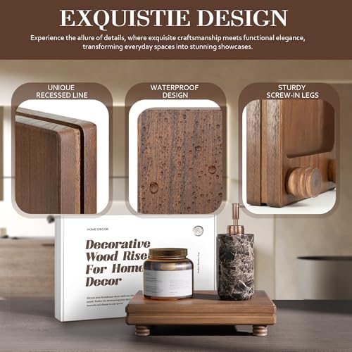Wood Riser for Decor: Display Stand for Rustic Room Decor, Brown in Brown, alternate view 5