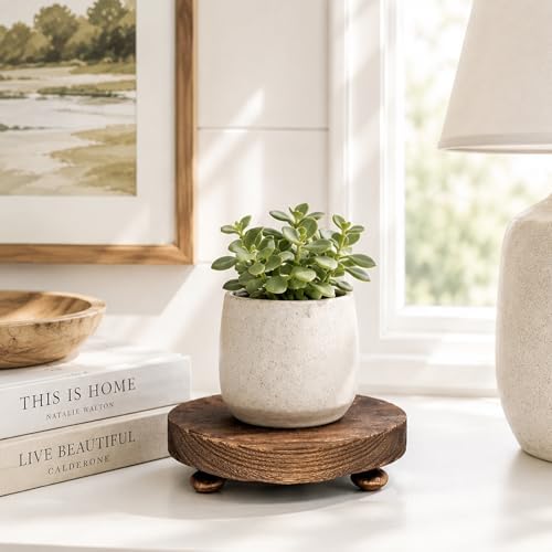 Wood Riser for Display Stand, 4.72inch Holder for Rustic Farmhouse Decor, Tiered Tray Decorations, Round