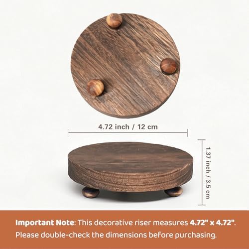 Wood Riser for Display Stand, 4.72inch Holder for Rustic Farmhouse Decor, Tiered Tray Decorations, Round, alternate view 2