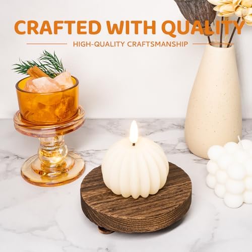 Wood Riser for Display Stand, 4.72inch Holder for Rustic Farmhouse Decor, Tiered Tray Decorations, Round, alternate view 4