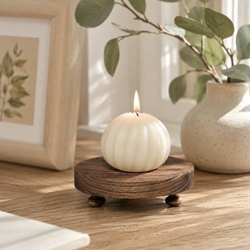 Wood Riser for Display Stand, 4.72inch Holder for Rustic Farmhouse Decor, Tiered Tray Decorations, Round, alternate view 6