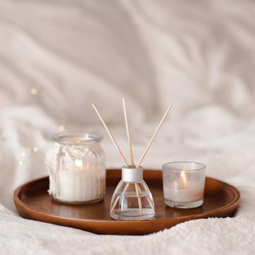 Wood Serving Tray 12 Inch, 2 Pack Round Decorative Platter for Home Decor Kitchen Table Candle Holder, Brown in, alternate