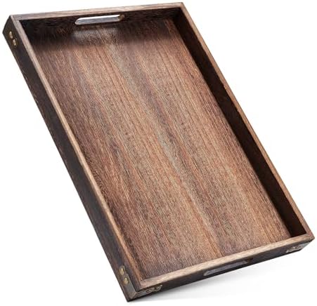 Wood Serving Tray - 17In Large Serving Tray with Handles | Decorative Tray in 1