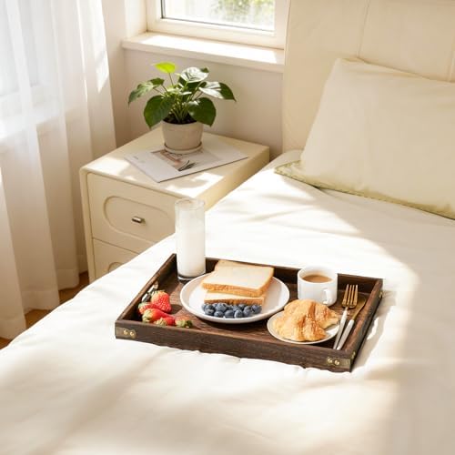 Wood Serving Tray - 17In Large Serving Tray with Handles | Decorative Tray in 1, alternate view 5