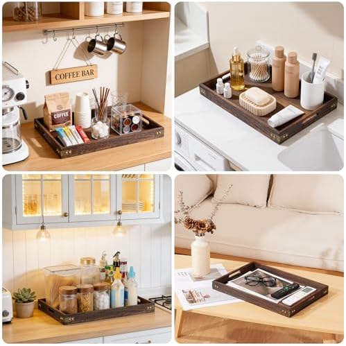 Wood Serving Tray - 17In Large Serving Tray with Handles | Decorative Tray in 1, alternate view 7