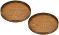 Wood Serving Tray 8 Inch, 2 Pack Round Decorative Platter for Home Decor Kitchen Table Candle Holder, Brown in 3