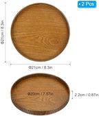 Wood Serving Tray 8 Inch, 2 Pack Round Decorative Platter for Home Decor Kitchen Table Candle Holder, Brown in 3, alternate