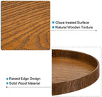 Wood Serving Tray 8 Inch, 2 Pack Round Decorative Platter for Home Decor Kitchen Table Candle Holder, Brown in 3, alternate