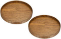 Wood Serving Tray 9 Inch, 2 Pack Round Decorative Platter for Home Decor Kitchen Table Candle Holder, Brown in 3