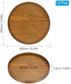 Wood Serving Tray 9 Inch, 2 Pack Round Decorative Platter for Home Decor Kitchen Table Candle Holder, Brown in 3, alternate