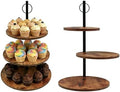Wood Tiered Tray, Cup Cake Display Stand, 3-Tier Afternoon Tea Stand, Rustic Dessert Cupcake Holder for