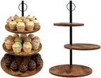 Wood Tiered Tray, Cup Cake Display Stand, 3-Tier Afternoon Tea Stand, Rustic Dessert Cupcake Holder for