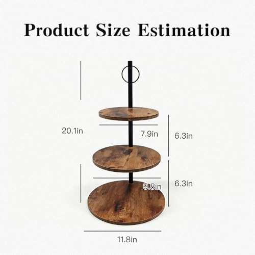 Wood Tiered Tray, Cup Cake Display Stand, 3-Tier Afternoon Tea Stand, Rustic Dessert Cupcake Holder for, alternate view 2