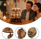Wood Tiered Tray, Cup Cake Display Stand, 3-Tier Afternoon Tea Stand, Rustic Dessert Cupcake Holder for, alternate view 3