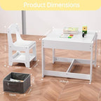 Wood Toddler Table and Chair Set, Kids Activity Desk, White Gray, alternate view 2