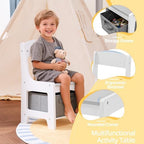 Wood Toddler Table and Chair Set, Kids Activity Desk, White Gray, alternate view 5