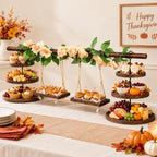 Wooden 3 Tier Cupcake Dessert Table Display Stand with Swing, Larger in Round Tray - Larger, alternate view 2