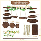 Wooden 3 Tier Cupcake Dessert Table Display Stand with Swing, Larger in Round Tray - Larger, alternate view 3
