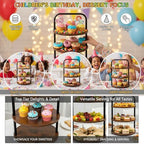 Wooden 3-Tier Cupcake Stand for 50 Cupcakes - Round Tiered Dessert Display & Serving Tray Set for Wedding, alternate view 6