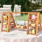 Wooden 3 Tier Cupcake Stand, Rustic Cupcake Display Stand for Dessert Table, Foldable Serving Tray Tower for, alternate view