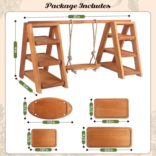 Wooden 3 Tier Cupcake Stand, Rustic Cupcake Display Stand for Dessert Table, Foldable Serving Tray Tower for, alternate view