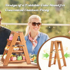 Wooden 3 Tier Cupcake Stand, Rustic Cupcake Display Stand for Dessert Table, Foldable Serving Tray Tower for, alternate view