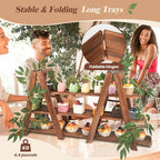 Wooden 3-Tier Cupcake Stand with Removable Trays & Vine Decoration - Foldable Party Display Serving Ladder with, alternate