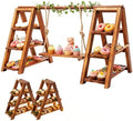 Wooden 3 Tier Cupcake Stand with Swing Removable Tray Dessert Display Stand in Wooden