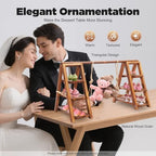Wooden 3 Tier Cupcake Stand with Swing Removable Tray Dessert Display Stand in Wooden, alternate view 5