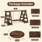 Wooden 3 Tier Cupcake Stand with Swing, Rustic Burnt Wood Multi-Tier Cupcake Holder with Hanging Swing Tray, alternate view 2