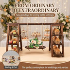 Wooden 3 Tier Cupcake Stand with Swing, Rustic Burnt Wood Multi-Tier Cupcake Holder with Hanging Swing Tray, alternate view 5