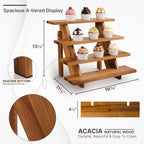 Wooden 4-Tier Cupcake Display Stand, Easy Assembly, Non-Skid Pads in Acacia brown, alternate view 3
