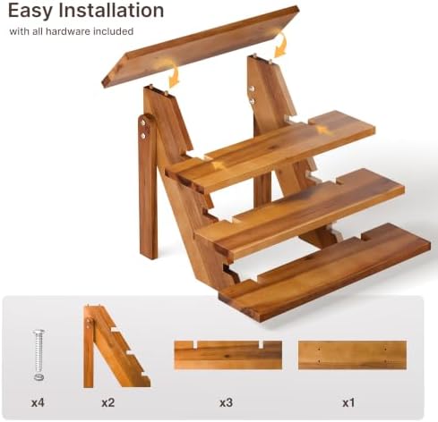 Wooden 4-Tier Cupcake Display Stand, Easy Assembly, Non-Skid Pads in Acacia brown, alternate view 4