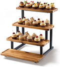 Wooden 4-Tier Cupcake Display Stand, Steel Frame, Assembly Required in Acacia