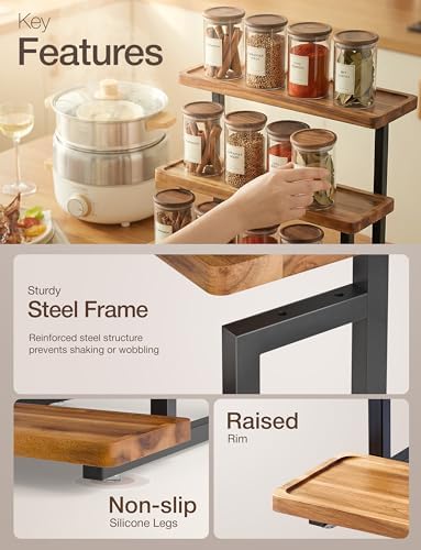 Wooden 4-Tier Cupcake Display Stand, Steel Frame, Assembly Required in Acacia, alternate view 4