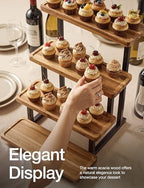 Wooden 4-Tier Cupcake Display Stand, Steel Frame, Assembly Required in Acacia, alternate view 5