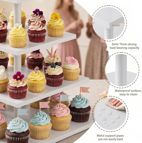 Wooden 4 Tier Cupcake Stand for 50 Cupcakes, Cupcake Holder, Cupcake Tower, Tiered Tray Stand for Birthday Bar, alternate
