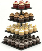 Wooden 4 Tier Cupcake Stand for 50 Cupcakes, Cupcake Holder, Cupcake Tower, Tiered Tray Stand for Birthday Bar