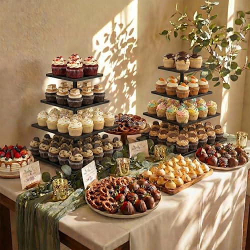 Wooden 4 Tier Cupcake Stand for 50 Cupcakes, Cupcake Holder, Cupcake Tower, Tiered Tray Stand for Birthday Bar, alternate