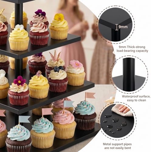 Wooden 4 Tier Cupcake Stand for 50 Cupcakes, Cupcake Holder, Cupcake Tower, Tiered Tray Stand for Birthday Bar, alternate