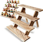 Wooden 4 Tier Cupcake Stand - Rustic Wood Display Stand in Wood color