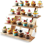 Wooden 4 Tier Cupcake Stand - Rustic Wood Display Stand in Wood color, alternate view 4