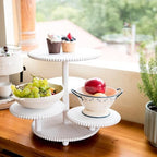 Wooden 4 Tiered Cupcake Stand Rustic Beaded Tower for 50 Cupcakes Party in White, alternate view 3