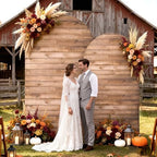 Wooden Arch Backdrop Cover Set of 2, 7.2ft and 6ft Vintage Wood Texture Stretchy Spandex Fitted Wedding Arch, alternate view