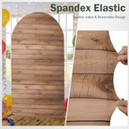 Wooden Arch Backdrop Cover Set of 2, 7.2ft and 6ft Vintage Wood Texture Stretchy Spandex Fitted Wedding Arch, alternate view