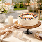 Wooden Cake Stand, 9.8 Inch Round Dessert Display Holder in Brown, alternate view 2