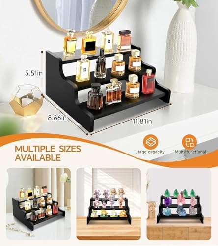 Wooden Cologne Organizer for Men, Perfume Organizer Stand, Cologne Stand with Anti-Slip Washers, Wooden Display, alternate