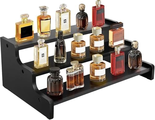 Wooden Cologne Organizer for Men, Perfume Organizer Stand, Cologne Stand with Anti-Slip Washers, Wooden Display