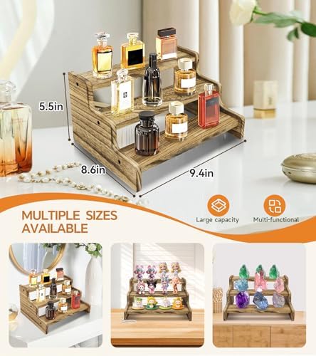 Wooden Cologne Organizer for Men, Perfume Organizer Stand, Cologne Stand with Anti-Slip Washers, Wooden Display, alternate