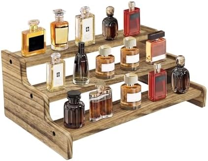 Wooden Cologne Organizer for Men, Perfume Organizer Stand, Cologne Stand with Anti-Slip Washers, Wooden Display